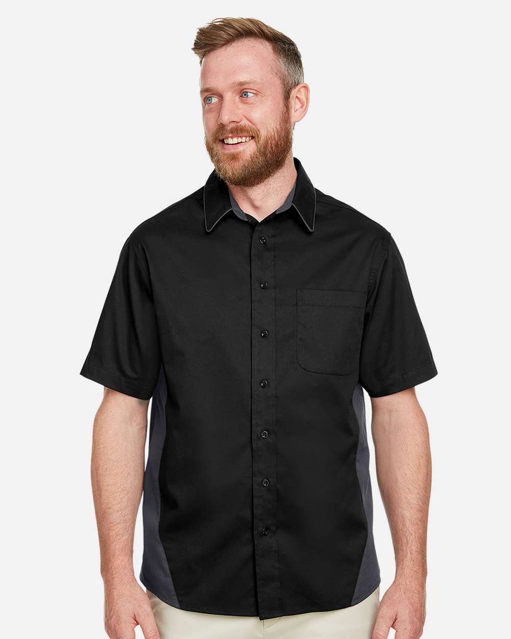 Men's Tall Flash IL Colorblock Shirt - OnModelFront - B267B9505 - Black/ Dark Charcoal