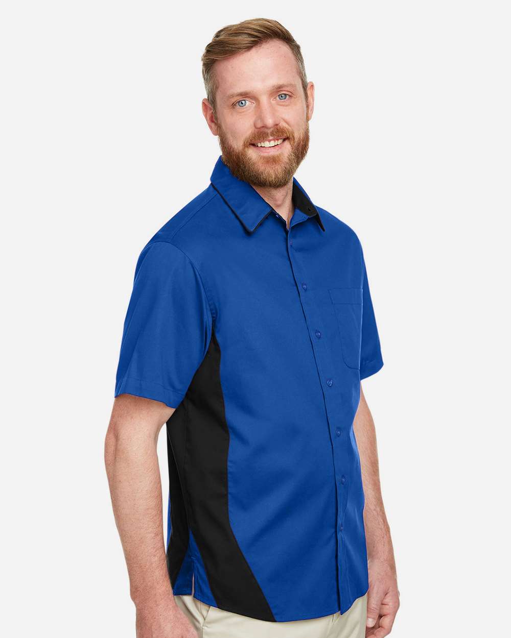 Men's Tall Flash IL Colorblock Shirt - OnModelSide - B267B9755 - True Royal/ Black