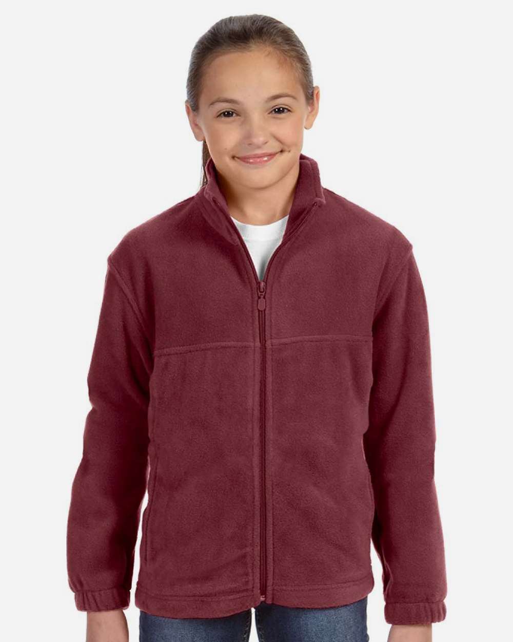 Youth Full-Zip Fleece - OnModelFront - B308B9533 - Wine