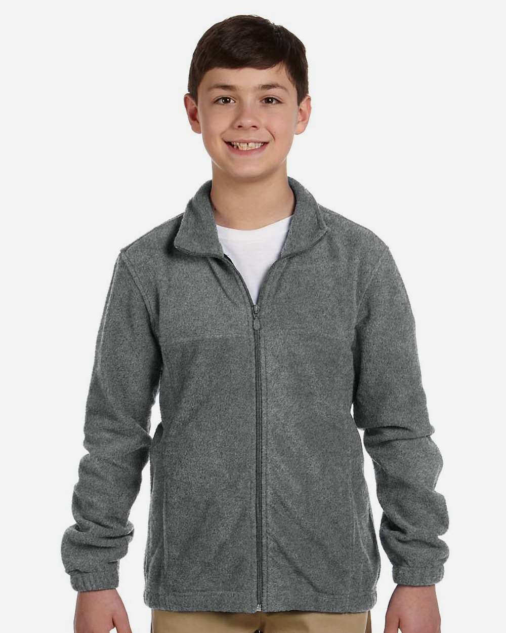 Youth Full-Zip Fleece - OnModelFront - B308B9593 - Charcoal