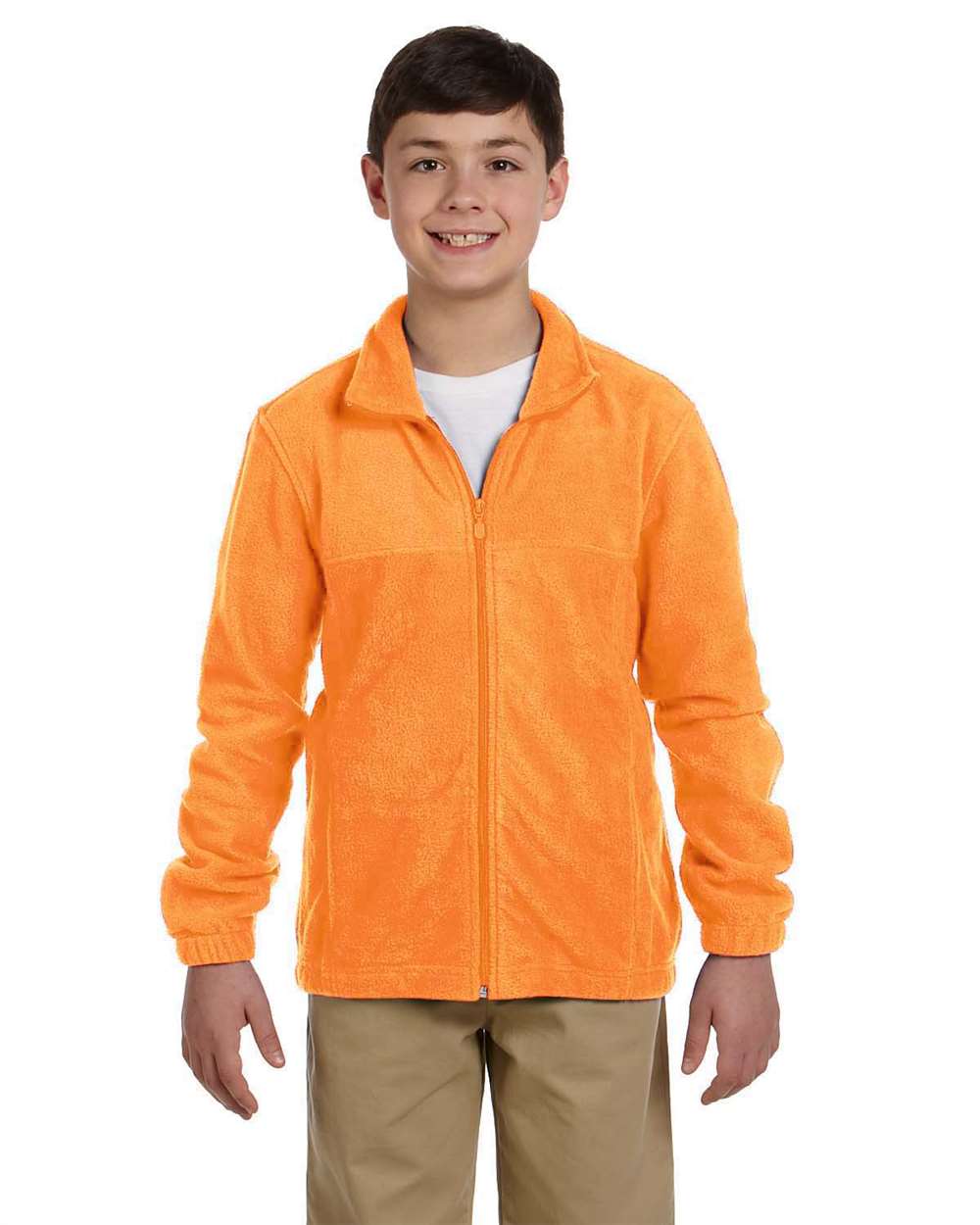 Youth Full-Zip Fleece - OnModelFront - B308B9663 - Safety Orange