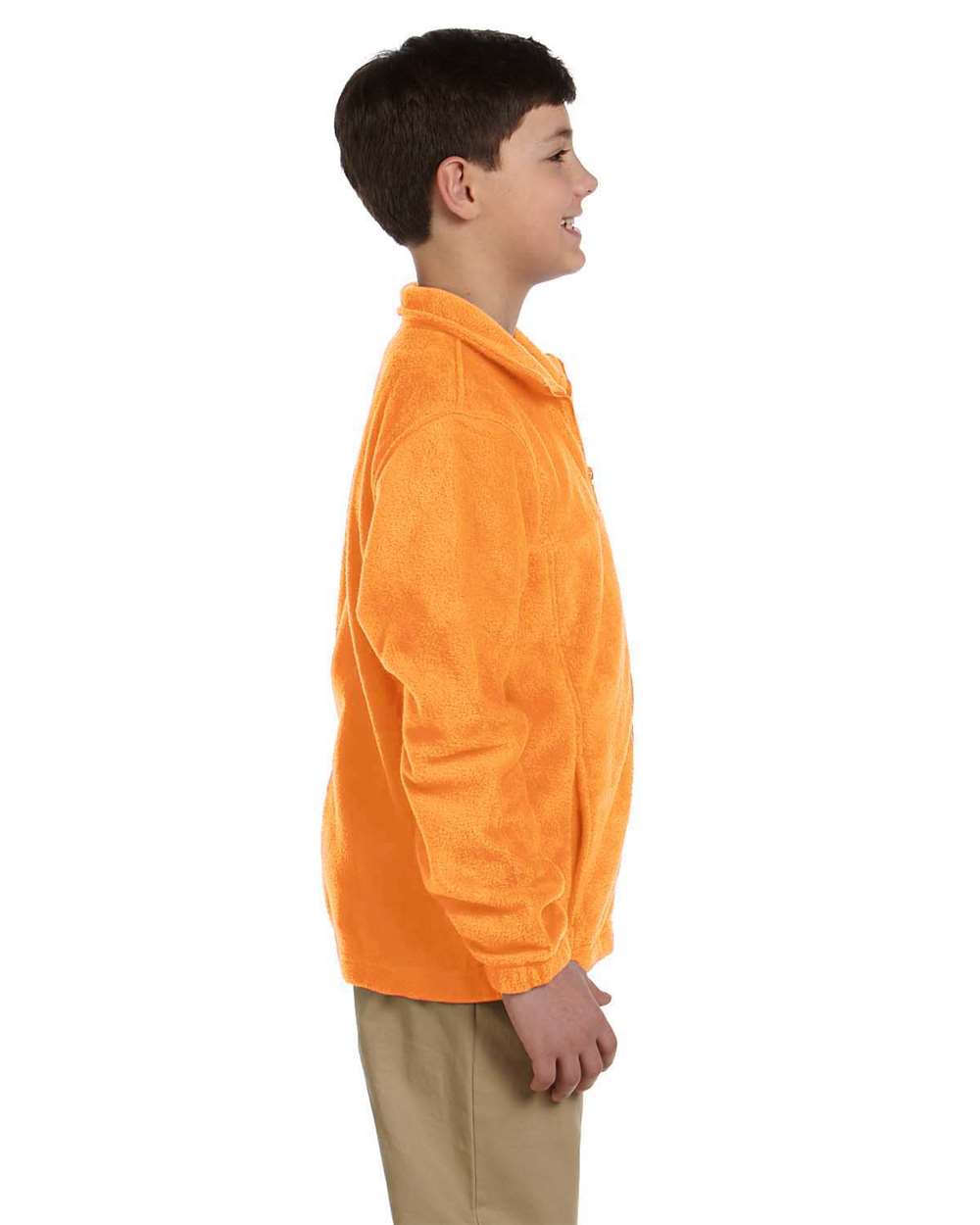 Youth Full-Zip Fleece - OnModelSide - B308B9663 - Safety Orange