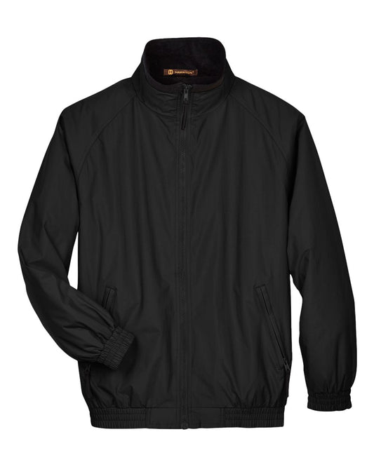 Unisex Fleece Lined Nylon Jacket - Front - B287B9502 - Black/ Black