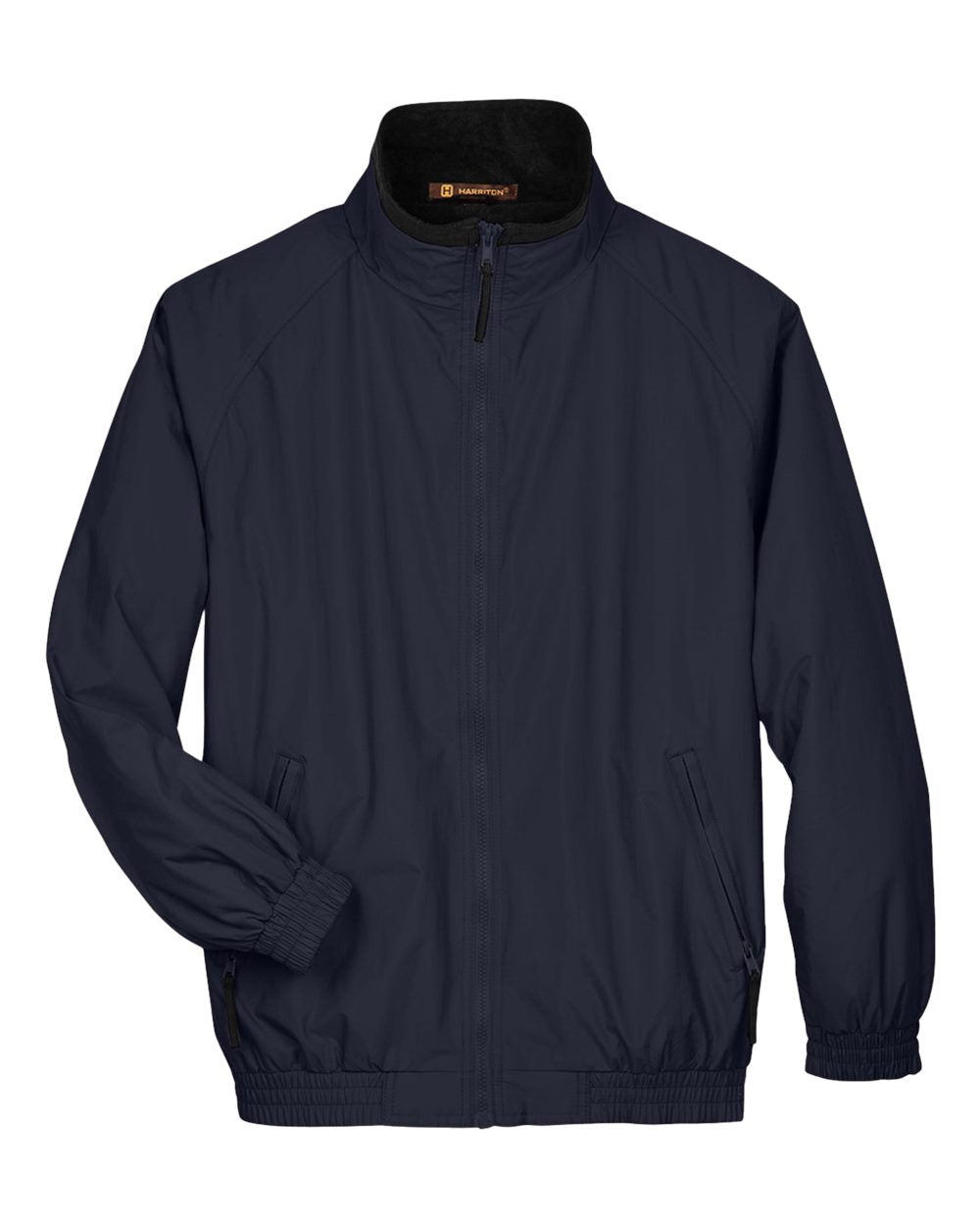 Unisex Fleece Lined Nylon Jacket - Front - B287B9652 - Navy/ Black