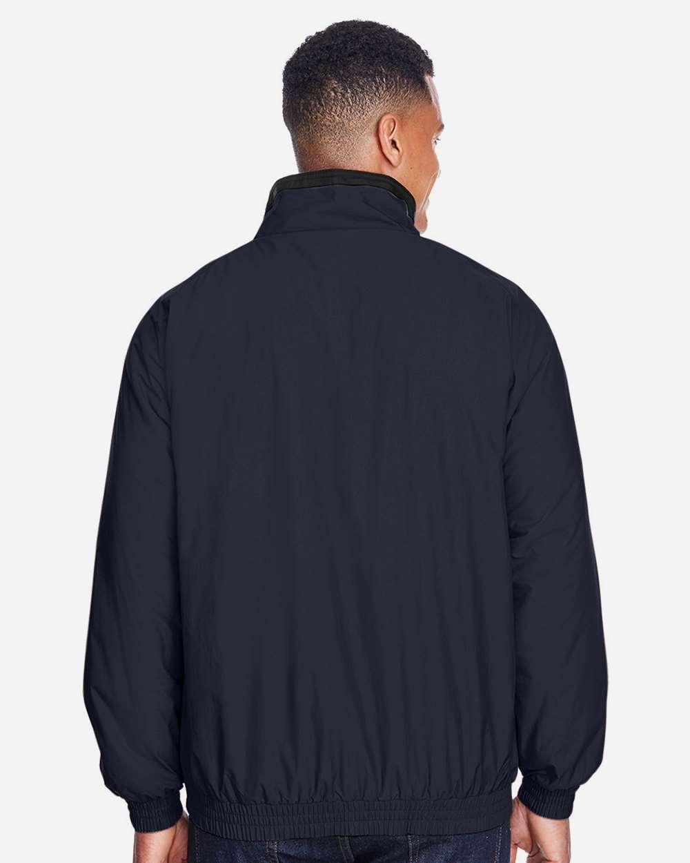 Unisex Fleece Lined Nylon Jacket - OnModelBack - B287B9652 - Navy/ Black