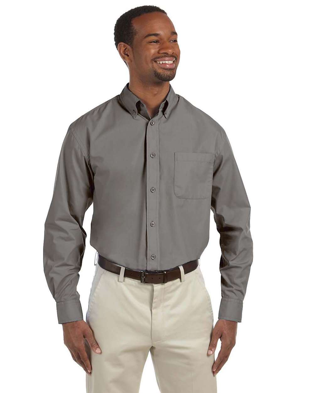 Men's Essential Poplin - OnModelFront - B241B9093 - Dark Grey