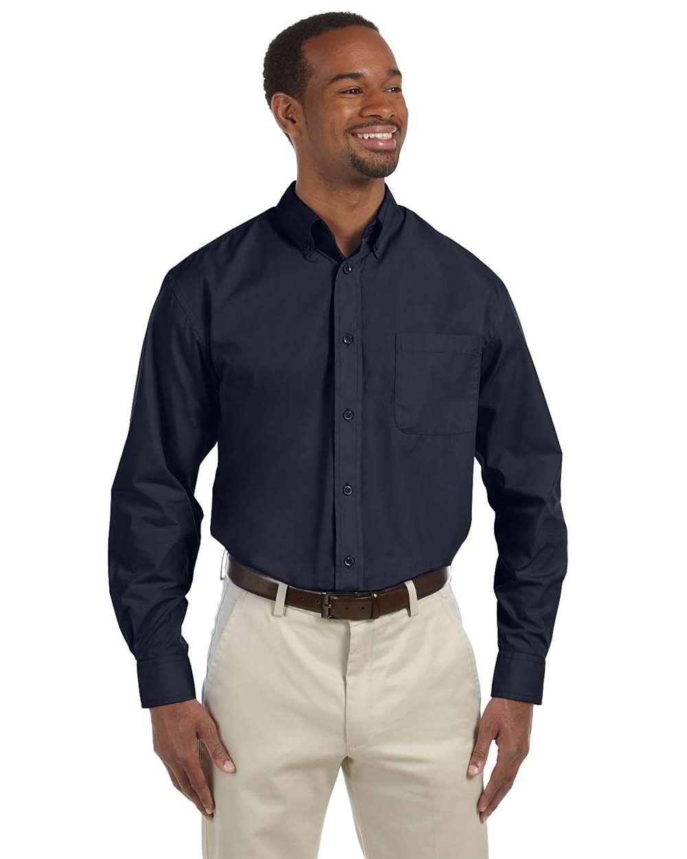Men's Essential Poplin - OnModelFront - B241B9653 - Navy