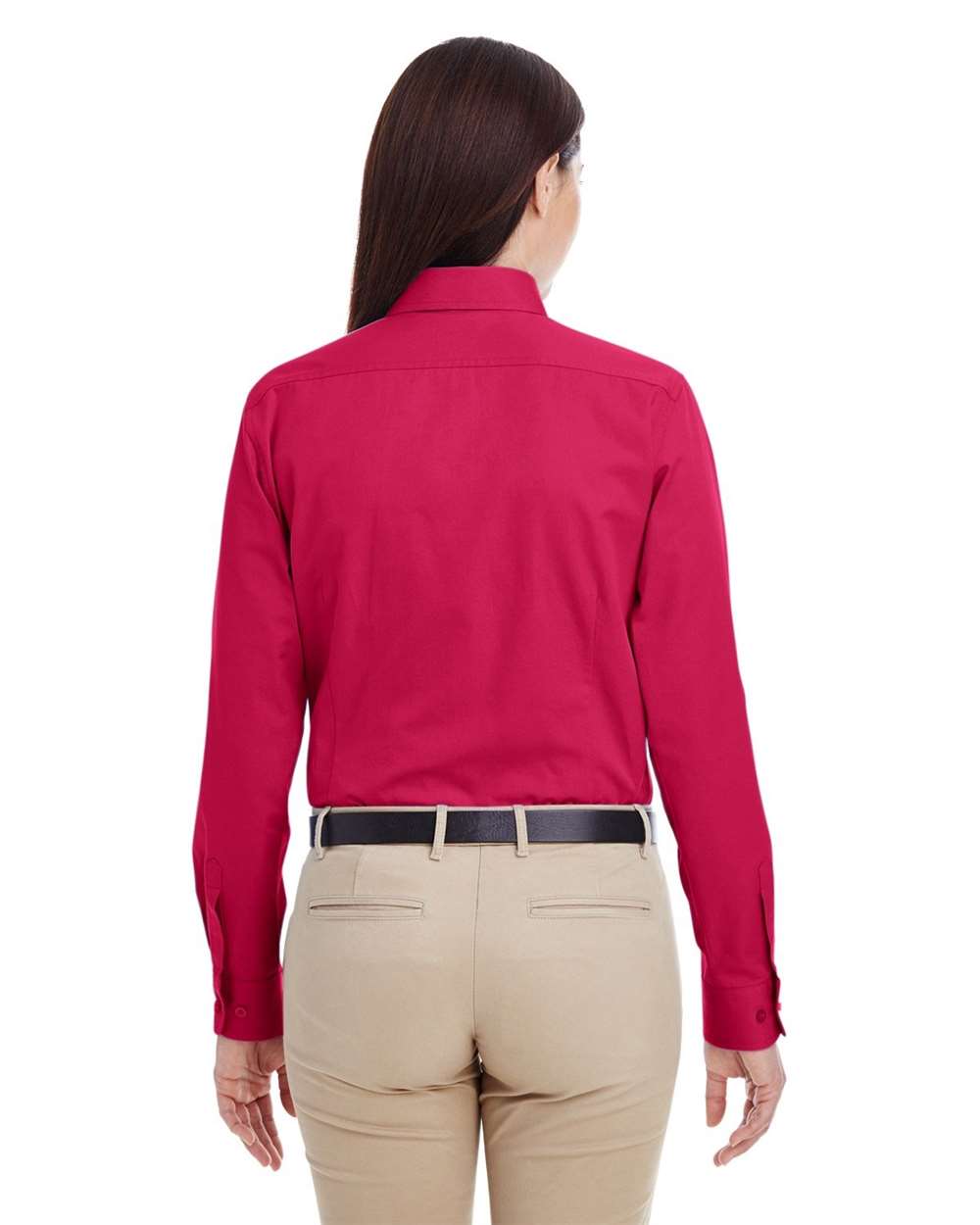 Women's Foundation Cotton Twill Shirt with Teflon - OnModelBack - B260B9222 - Red