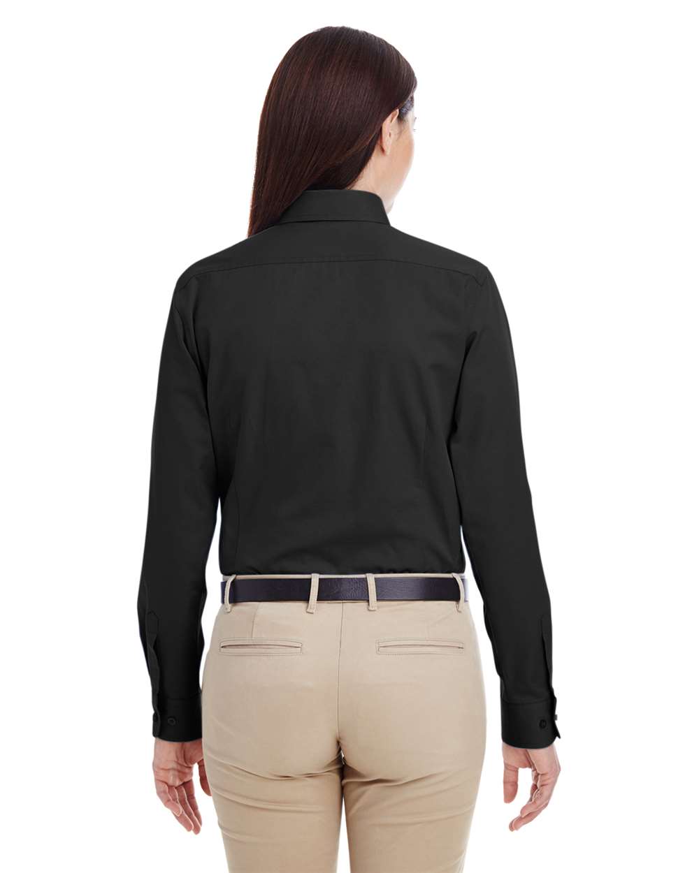 Women's Foundation Cotton Twill Shirt with Teflon - OnModelBack - B260B9502 - Black