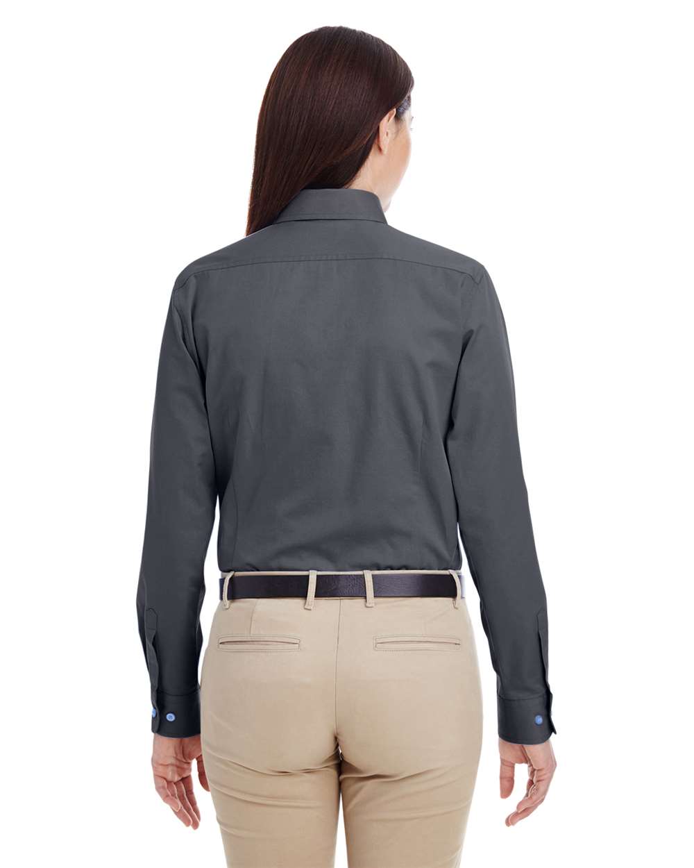 Women's Foundation Cotton Twill Shirt with Teflon - OnModelBack - B260B9592 - Dark Charcoal