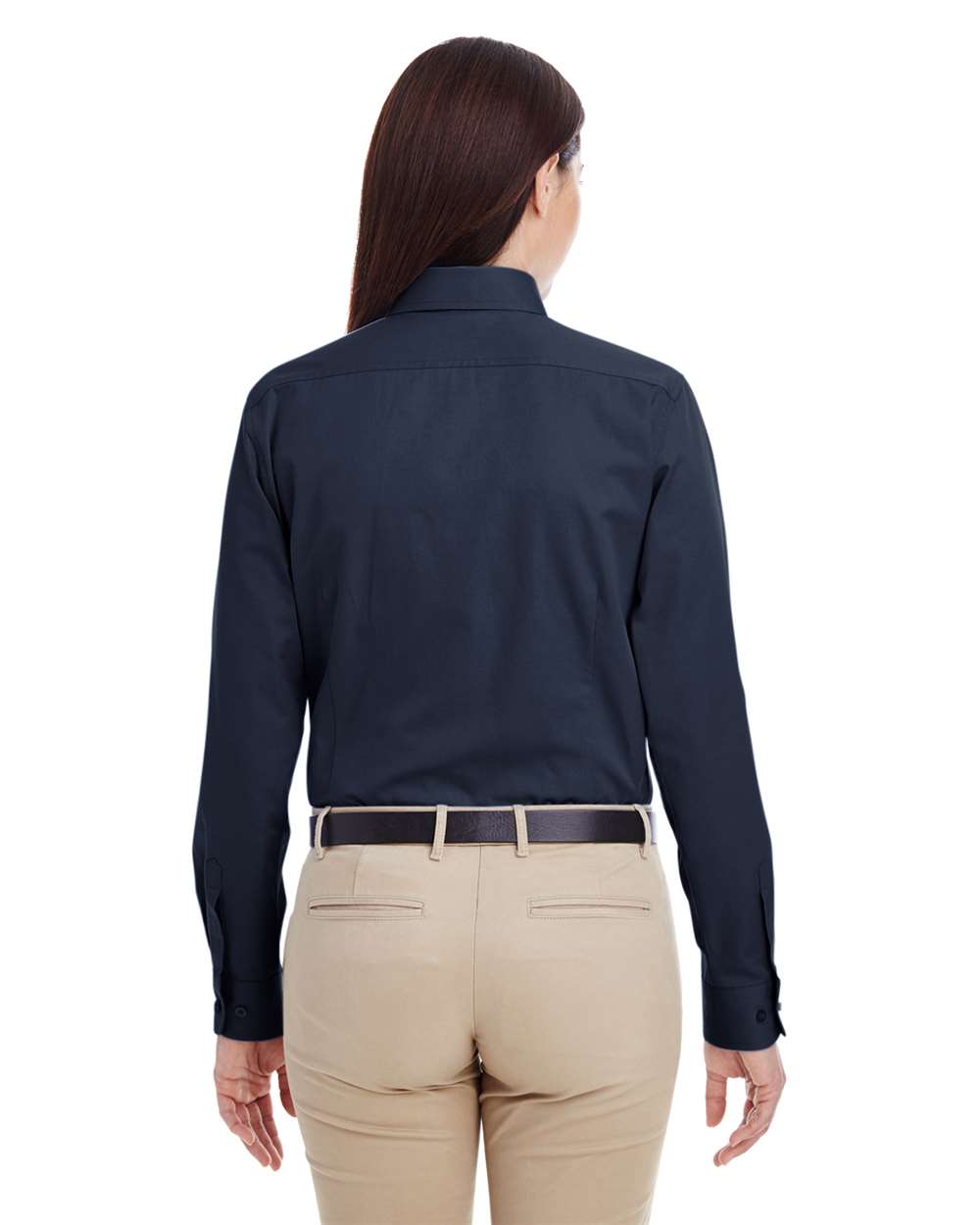 Women's Foundation Cotton Twill Shirt with Teflon - OnModelBack - B260B9652 - Dark Navy