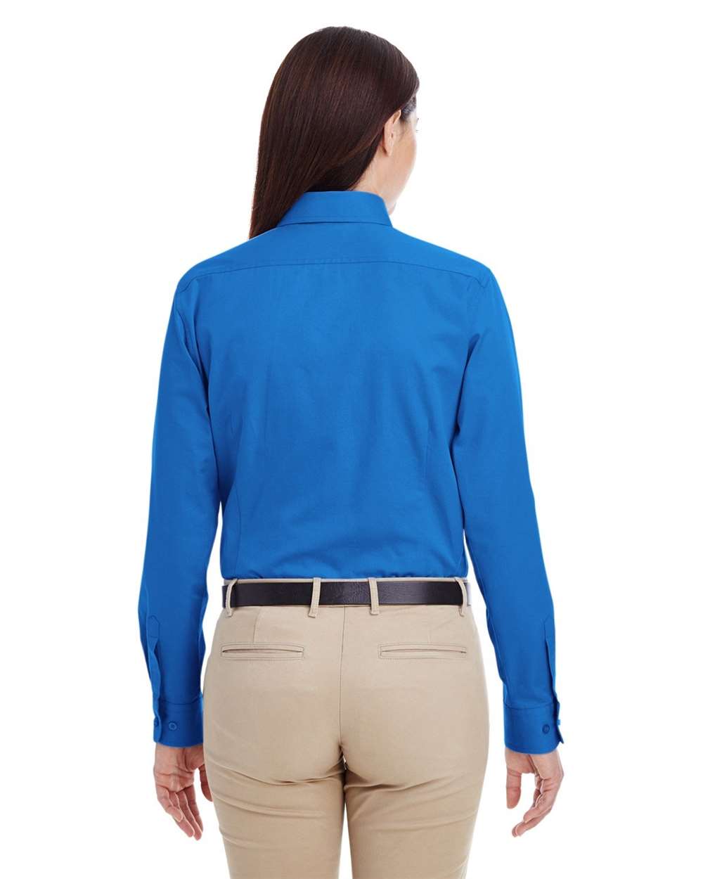 Women's Foundation Cotton Twill Shirt with Teflon - OnModelBack - B260B9752 - French Blue