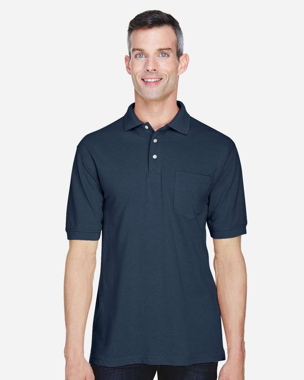 Men's Easy Blend™ Polo with Pocket - OnModelFront - B205B9653 - Navy