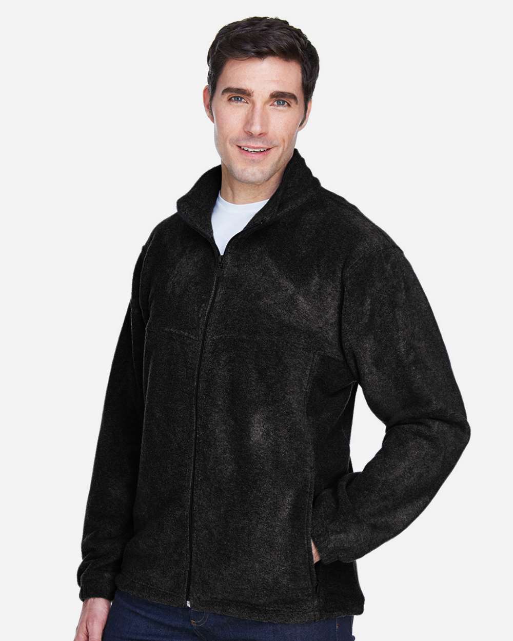 Men's Tall Full-Zip Fleece - OnModelSide - B306B9506 - Black