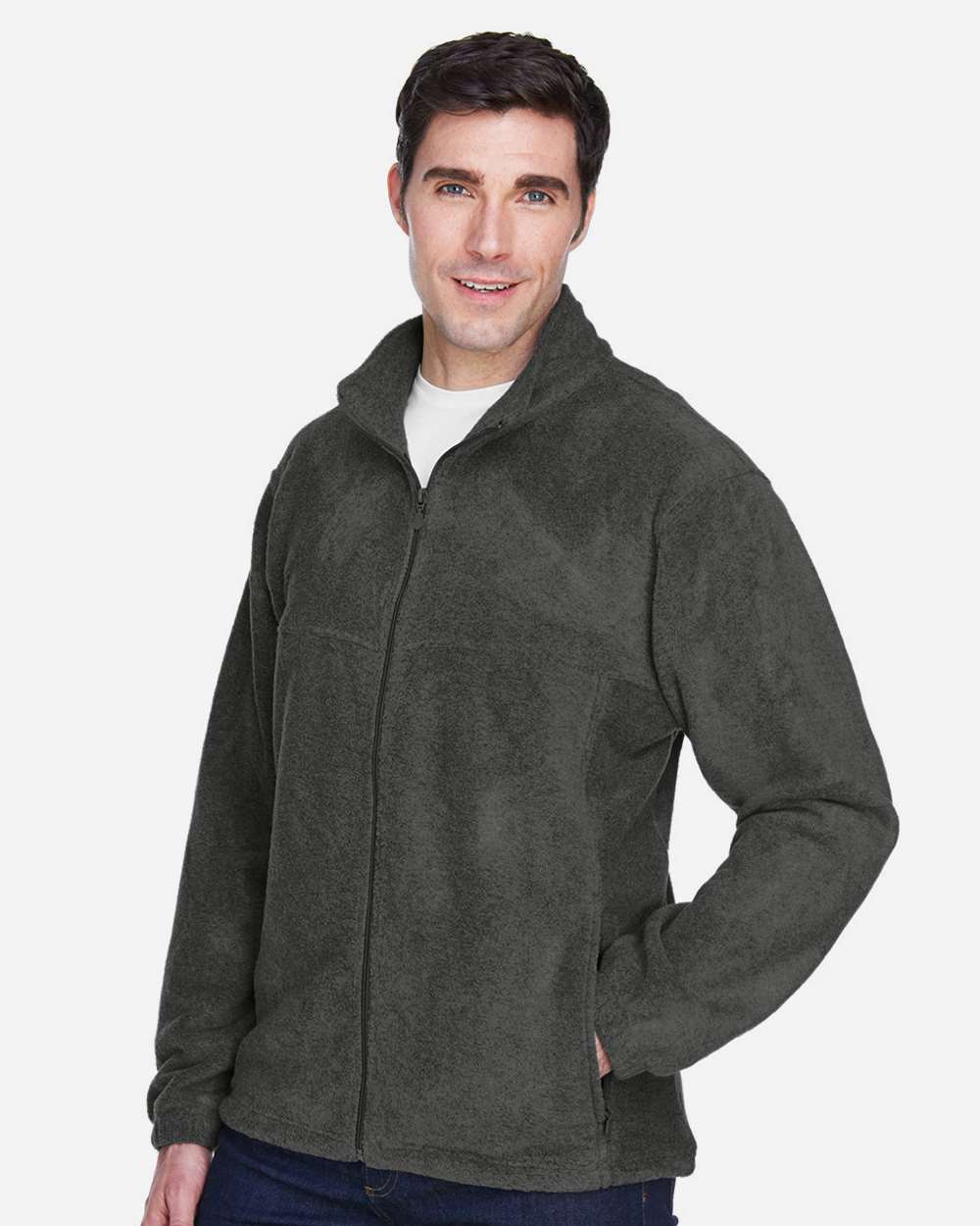 Men's Tall Full-Zip Fleece - OnModelSide - B306B9596 - Charcoal