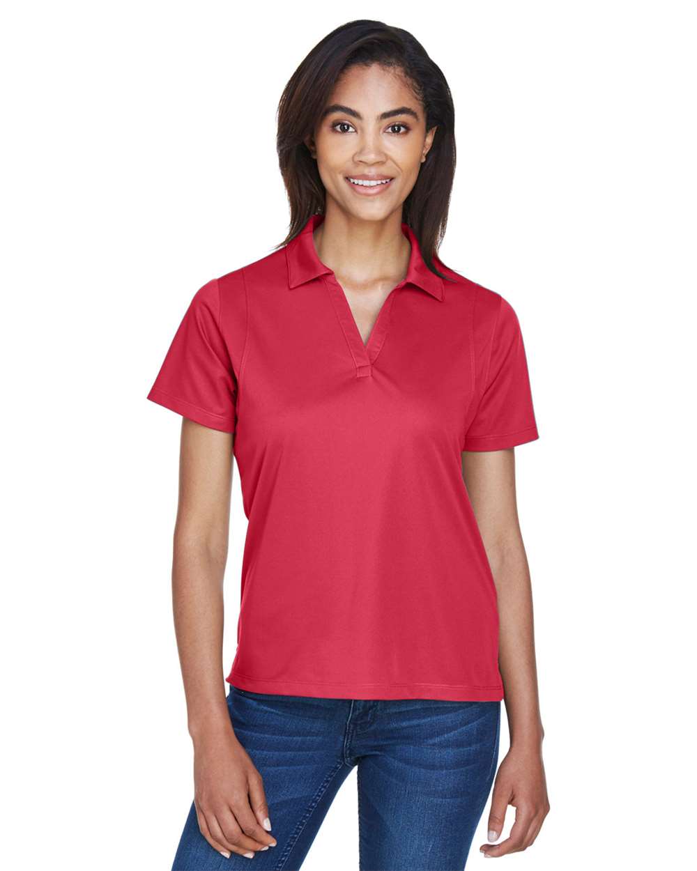 Women's Micro-Piqué Polo - OnModelFront - B222B9223 - Red