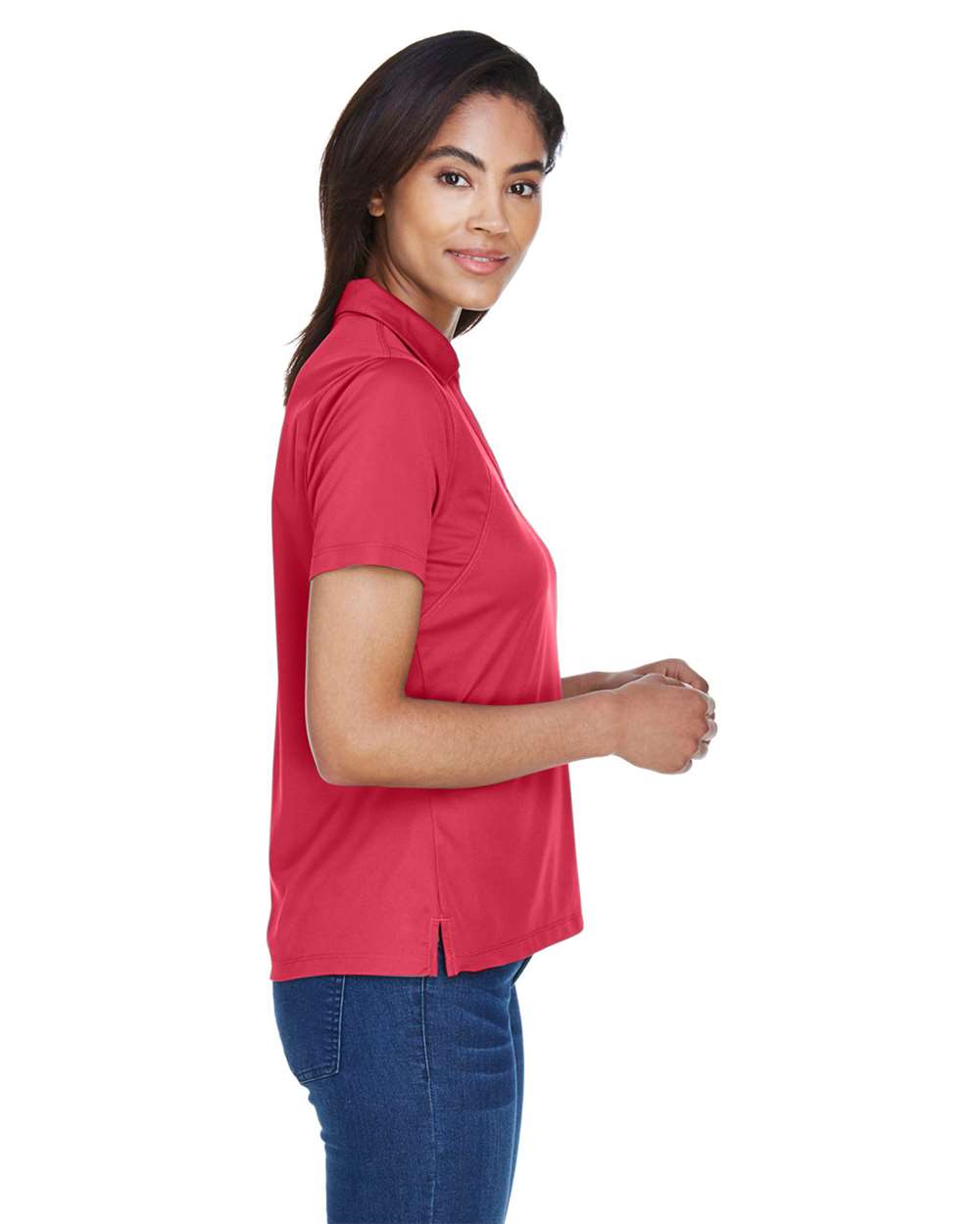 Women's Micro-Piqué Polo - OnModelSide - B222B9223 - Red