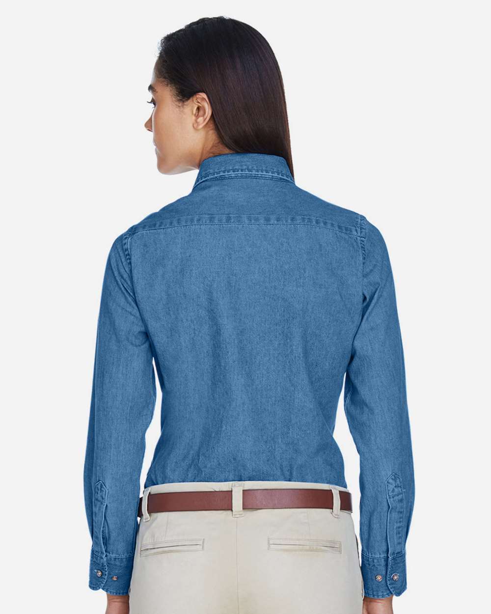 Women's Denim Shirt - OnModelBack - B250B9253 - Light Denim