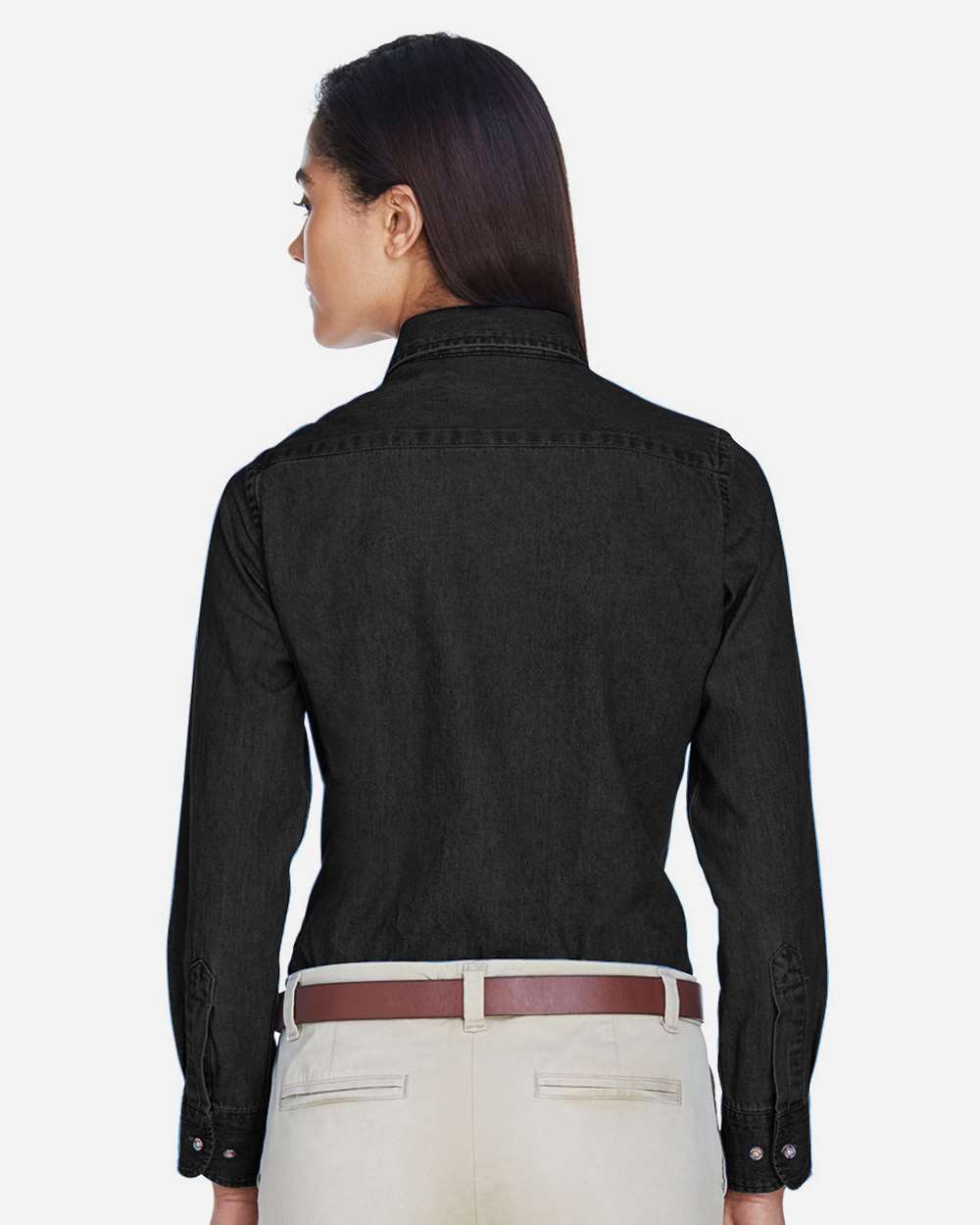 Women's Denim Shirt - OnModelBack - B250B9503 - Washed Black