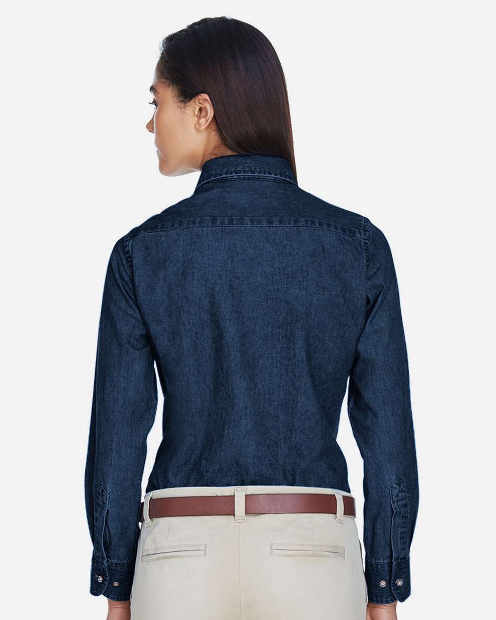 Women's Denim Shirt - OnModelBack - B250B9653 - Dark Denim