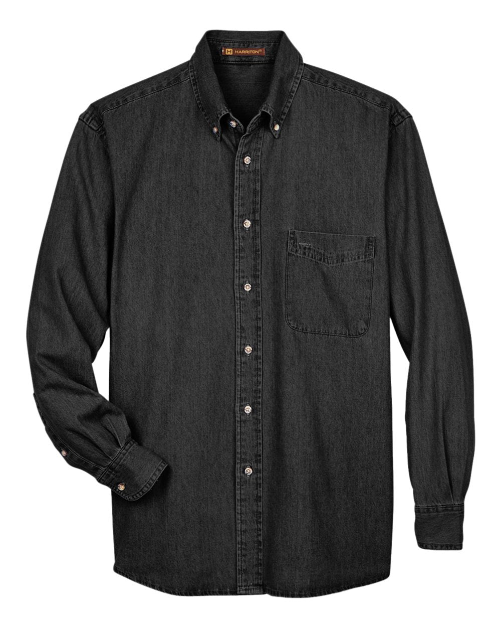 Men's Tall Denim Shirt - Front - B249B9506 - Washed Black