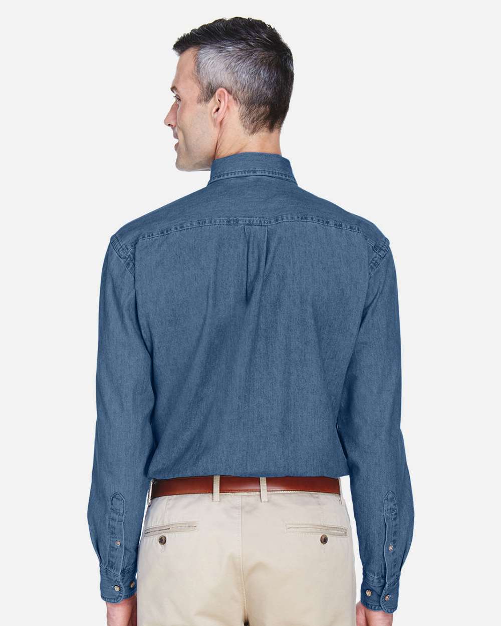 Men's Tall Denim Shirt - OnModelBack - B249B9256 - Light Denim