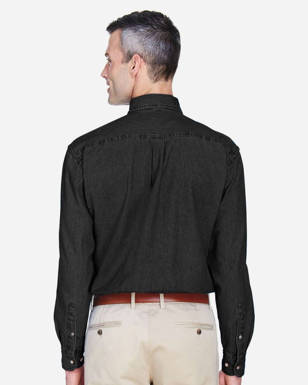 Men's Tall Denim Shirt - OnModelBack - B249B9506 - Washed Black