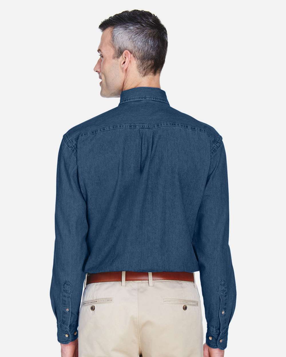 Men's Tall Denim Shirt - OnModelBack - B249B9656 - Dark Denim