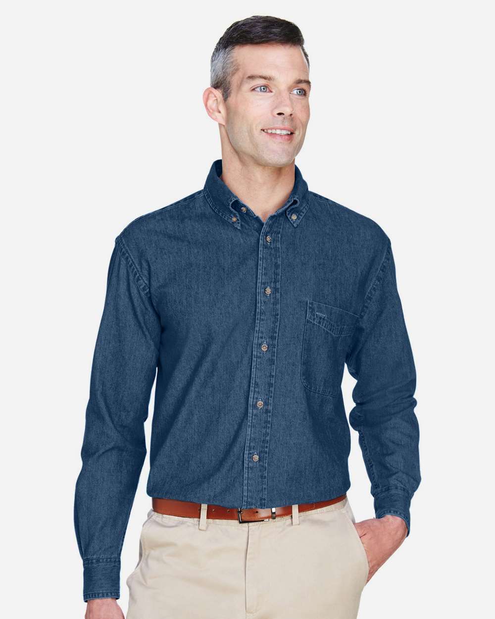 Men's Tall Denim Shirt - OnModelFront - B249B9656 - Dark Denim