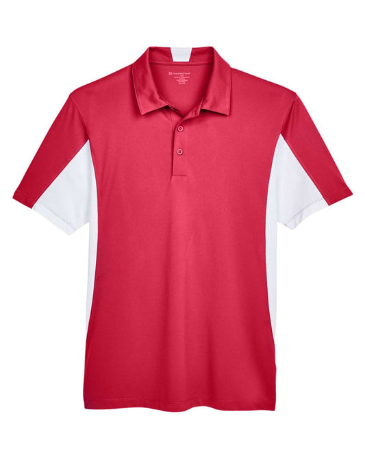 Men's Side Blocked Micro-Pique Polo - Front - B184B9702 - Red/ White