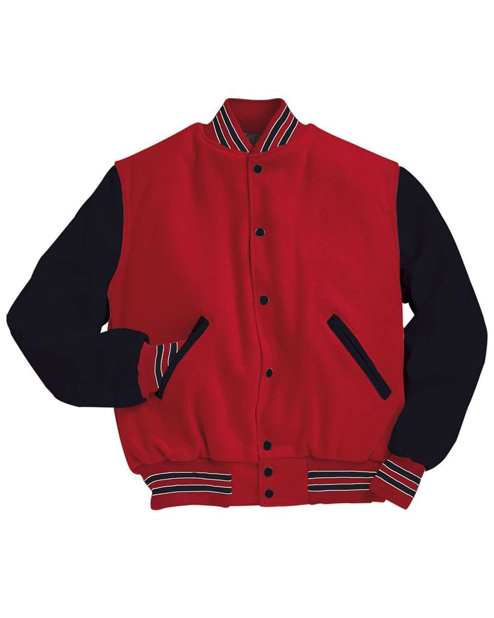 Men's Varsity Wool Jacket - Front - B14964252 - Scarlet/ Black/ White