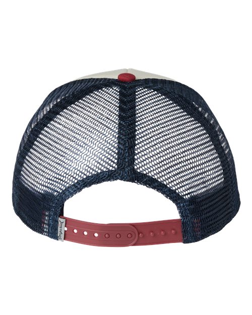 North Country Trucker Cap - Back - B90995100 - Vanilla/ Red Ribbon/ Dark Navy