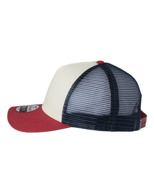 North Country Trucker Cap - DirectSide - B90995100 - Vanilla/ Red Ribbon/ Dark Navy
