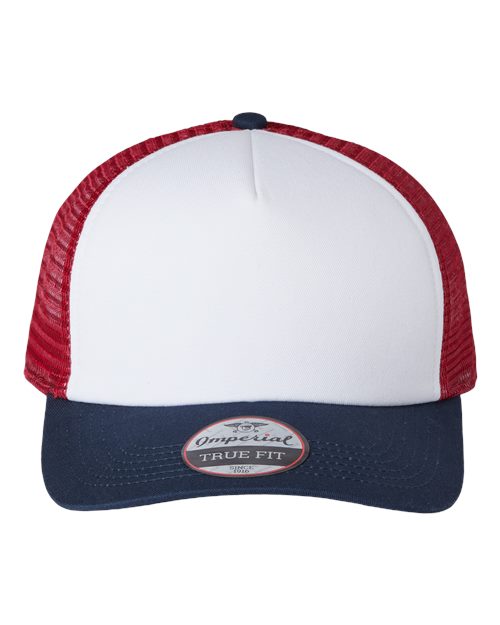 North Country Trucker Cap - Front - B90995110 - White/ Imperial Navy/ Red