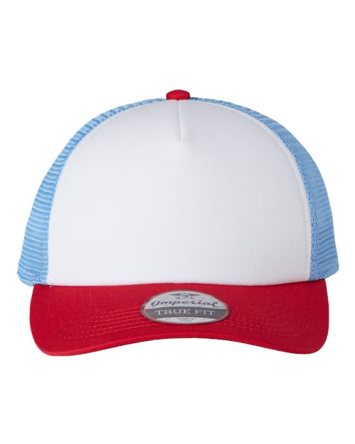 North Country Trucker Cap - Front - B90995160 - White/ Red/ Sky Blue
