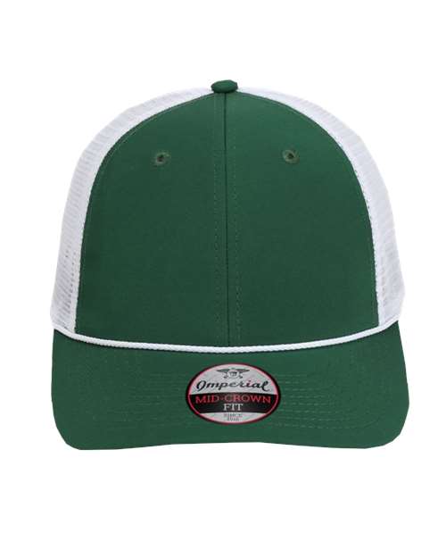 The Night Owl Performance Rope Cap - Front - B12395540 - Forest/ White