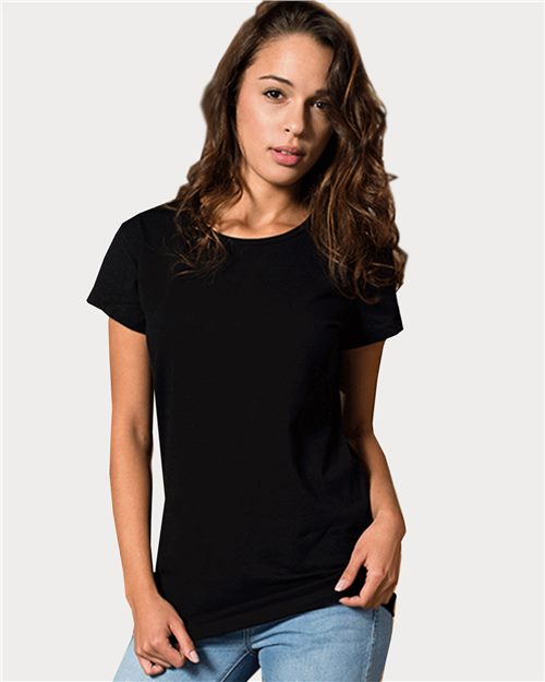 Women's Crewneck Cap Sleeve T-shirt - styleImage