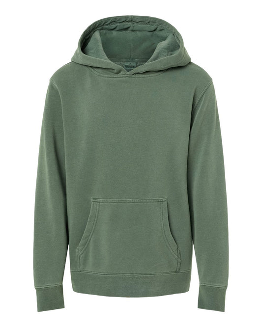 Youth Midweight Pigment-Dyed Hooded Sweatshirt - Front - B11176232 - Pigment Alpine Green