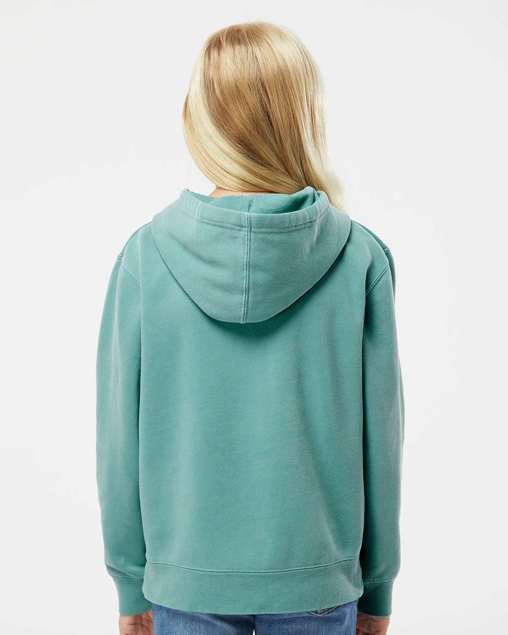 Youth Midweight Pigment-Dyed Hooded Sweatshirt - OnModelBack - B11176192 - Pigment Mint
