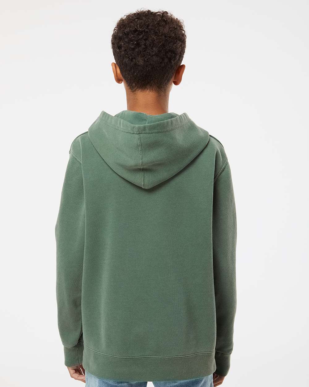 Youth Midweight Pigment-Dyed Hooded Sweatshirt - OnModelBack - B11176232 - Pigment Alpine Green