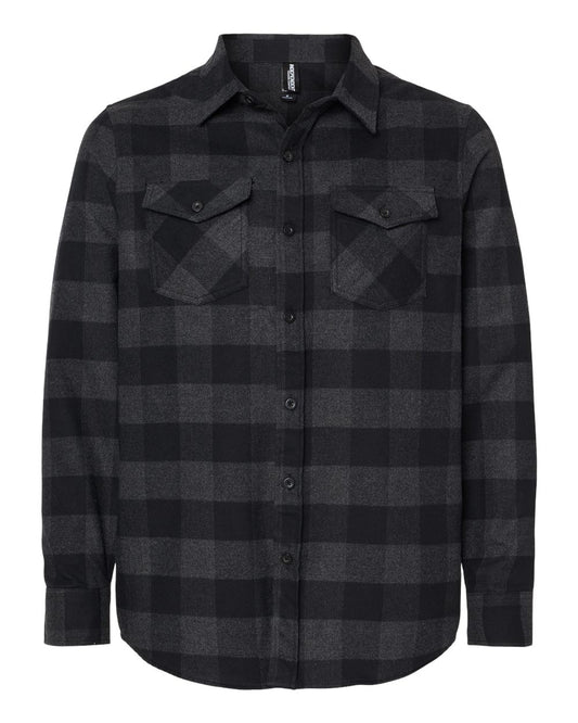 Unisex Flannel Shirt - Front - B01176592 - Charcoal Heather/ Black