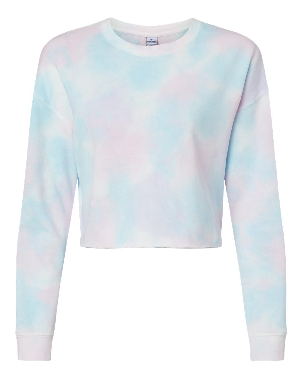 Women's Lightweight Crop Crewneck Sweatshirt - Front - B03176102 - Tie Dye Cotton Candy
