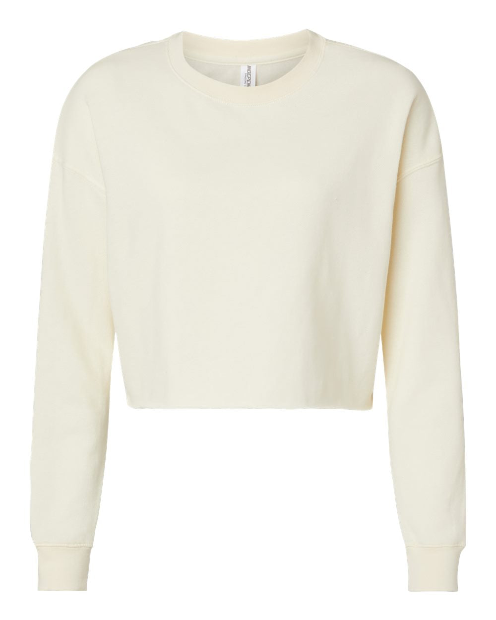 Women's Lightweight Crop Crewneck Sweatshirt - Front - B03176242 - Bone
