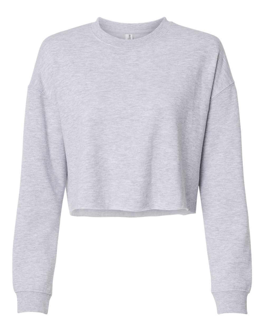 Women's Lightweight Crop Crewneck Sweatshirt - Front - B03176352 - Grey Heather
