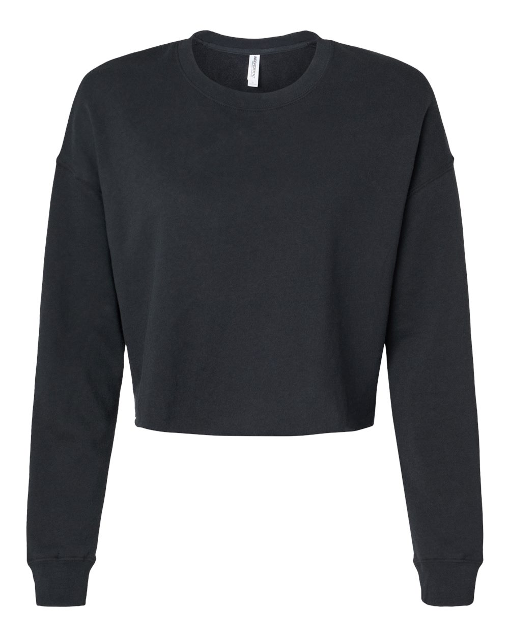 Women's Lightweight Crop Crewneck Sweatshirt - Front - B03176502 - Black