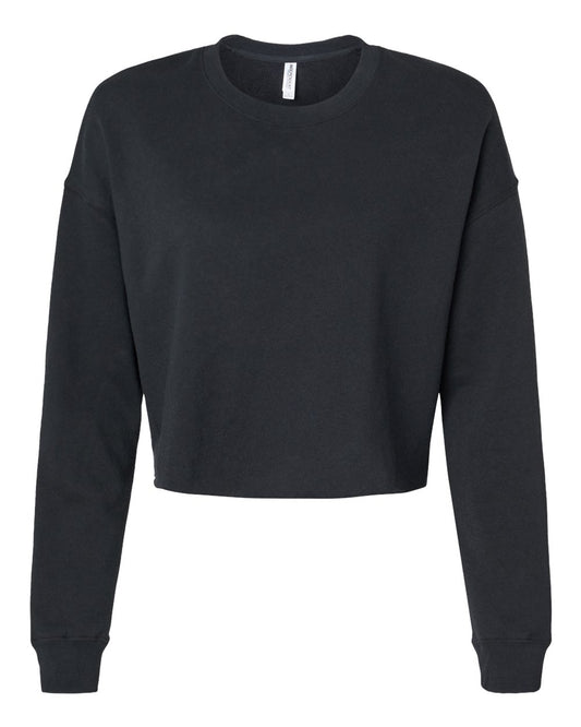 Women's Lightweight Crop Crewneck Sweatshirt - Front - B03176502 - Black