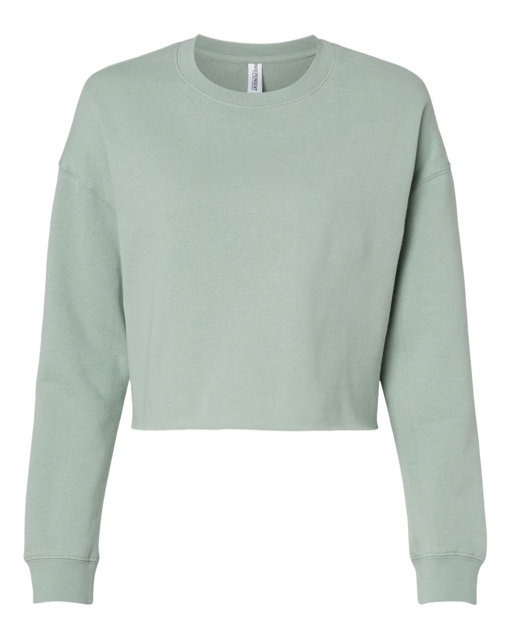 Women's Lightweight Crop Crewneck Sweatshirt - Front - B03176542 - Sage