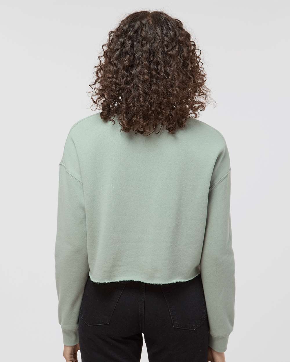 Women's Lightweight Crop Crewneck Sweatshirt - OnModelBack - B03176542 - Sage