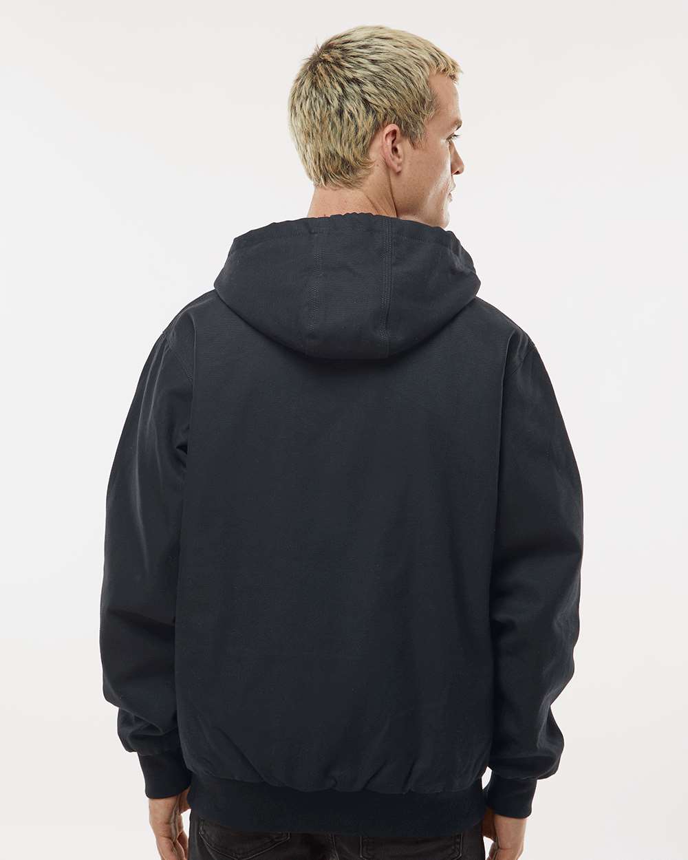 Men's Insulated Canvas Workwear Jacket - OnModelBack - B03276502 - Black