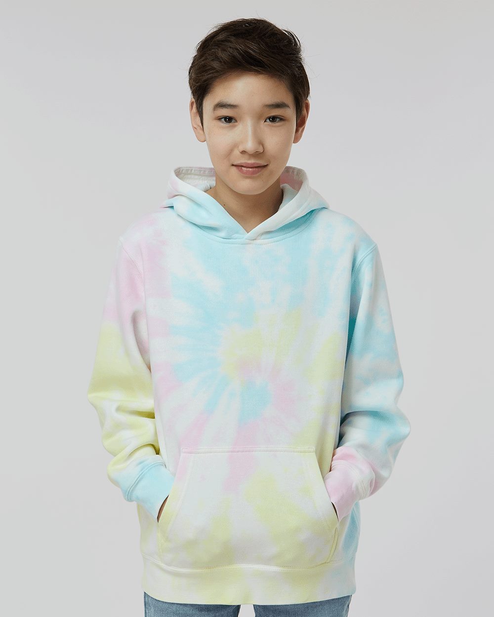 Youth Midweight Tie-Dyed Hooded Sweatshirt - styleImage